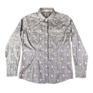 Panhandle Rough Stock Men's Gray Aztec Pearl Snap Western Shirt M‎